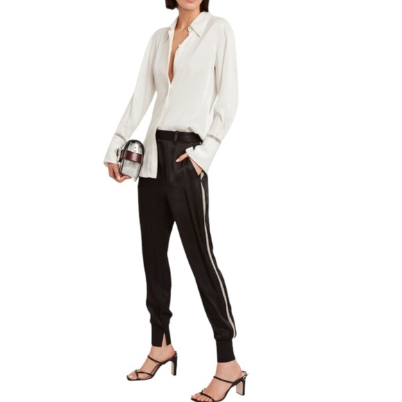 3.1 Phillip Lim Side Stripe Satin Jogging Pants Black Size 0 Retails $650 - Picture 2 of 13